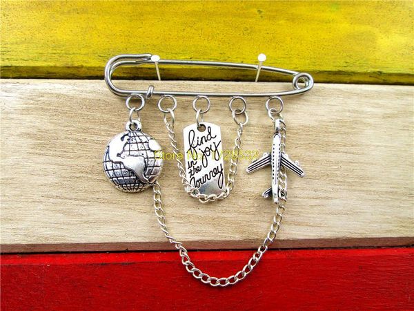 traveiling brooch antique silver mini globe/find joy in the journey/mini aircraft plane pin brooch, Gray
traveiling brooch antique silver mini globe/find joy in the journey/mini aircraft plane pin brooch, Gray