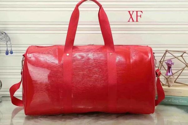 

high quality 45CM Water ripple women men luggage travel bag duffle bags red black shoulder bag large handbag purse free shipping