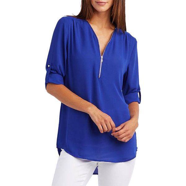 plus size 5xl summer women chiffon blouse casual zipper v-neck half-sleeved loose tee shirt women 17 colors blusas mujer de moda, White
plus size 5xl summer women chiffon blouse casual zipper v-neck half-sleeved loose tee shirt women 17 colors blusas mujer de moda, White