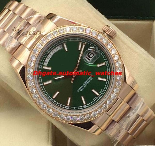 New Style Luxury Watches Green Dial Rose Gold Diamond Bezel 41mm Automatic Fashion Men's Watch Wristwatch
New Style Luxury Watches Green Dial Rose Gold Diamond Bezel 41mm Automatic Fashion Men's Watch Wristwatch