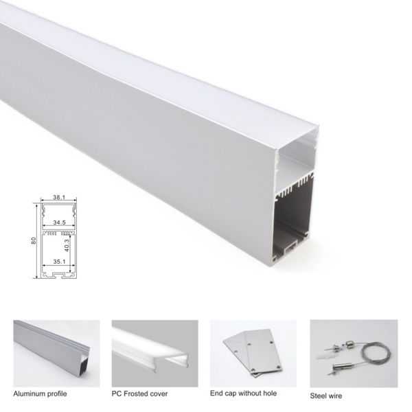 10 X 1m Sets/lot New Developed Aluminum Profile For Led And 80mm Deep U-shape Led Extrusion Channel For Suspension Or Pendant Lamps