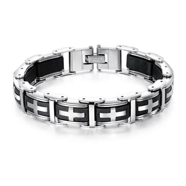 silver black color fashion simple men's cross silicone bangle stainless steel bracelet watchband jewelry gift for boys men 957
silver black color fashion simple men's cross silicone bangle stainless steel bracelet watchband jewelry gift for boys men 957