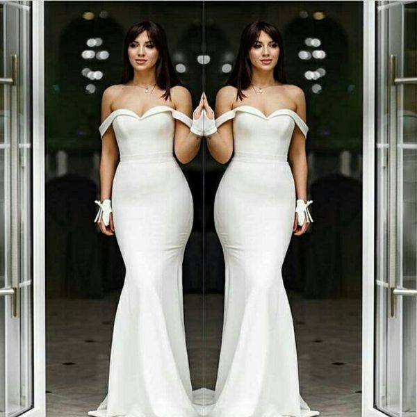 simple white mermaid prom dresses off the shoulder long evening gowns maid of honor dress custom made party dress formal wear, Black;red
simple white mermaid prom dresses off the shoulder long evening gowns maid of honor dress custom made party dress formal wear, Black;red