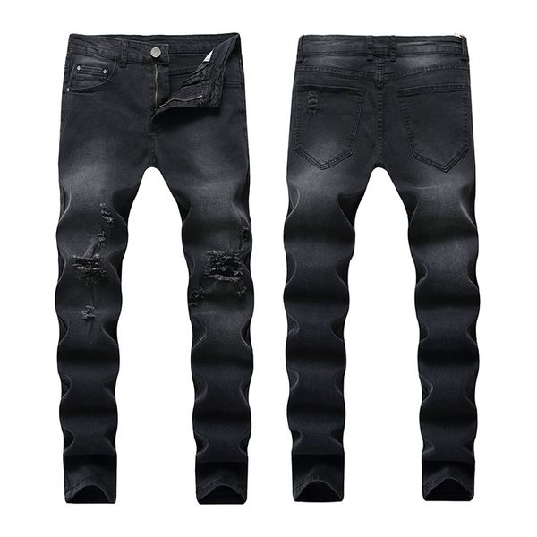 black ripped jeans men slim skinny holes biker destroyed mens designer jogger pants hip hop street trousers, Blue
black ripped jeans men slim skinny holes biker destroyed mens designer jogger pants hip hop street trousers, Blue