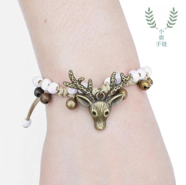 china ceramic bracelet sweet beaded braided bell reindeer ornaments deer head hand rope charm bracelets for women kids christmas gift, Golden;silver
china ceramic bracelet sweet beaded braided bell reindeer ornaments deer head hand rope charm bracelets for women kids christmas gift, Golden;silver
