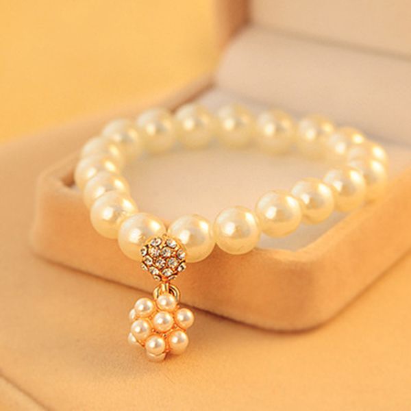 full simulated pearl shiny crystal beads ball pendant golden silver bracelets for women, Black
full simulated pearl shiny crystal beads ball pendant golden silver bracelets for women, Black