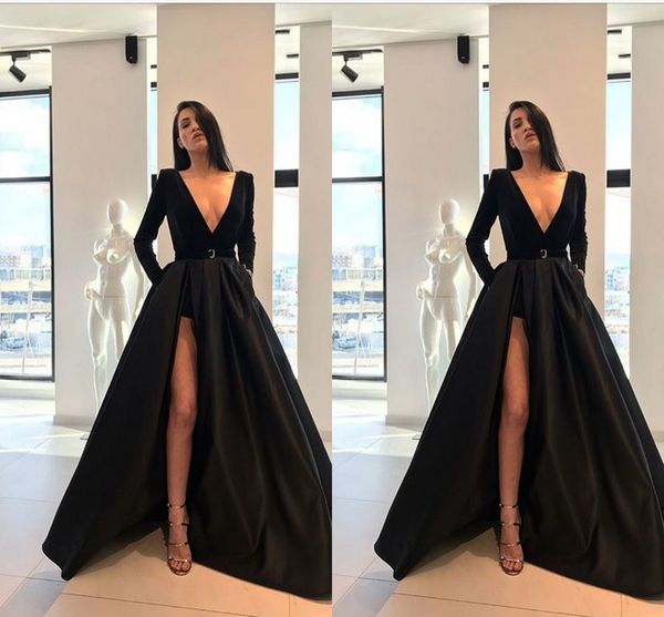 fall winter black designer dresses formal dress 2021 v-neck long sleeve high low satin prom dress evening gowns sash party dress plus size, Black;red
fall winter black designer dresses formal dress 2021 v-neck long sleeve high low satin prom dress evening gowns sash party dress plus size, Black;red