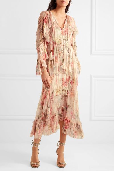 women mercer floating floral-print silk-chiffon dress long sleeve ruffles and tasseled shoestring ties midi dress, Black;gray
women mercer floating floral-print silk-chiffon dress long sleeve ruffles and tasseled shoestring ties midi dress, Black;gray