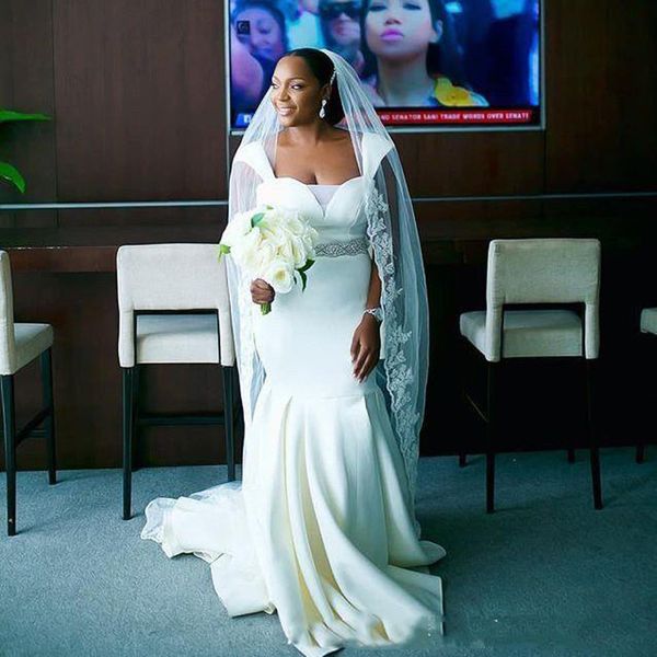 summer plus size wedding dresses cap sleeves beads sash satin simple mermaid wedding dress count train bridal gowns african wear, White
summer plus size wedding dresses cap sleeves beads sash satin simple mermaid wedding dress count train bridal gowns african wear, White
