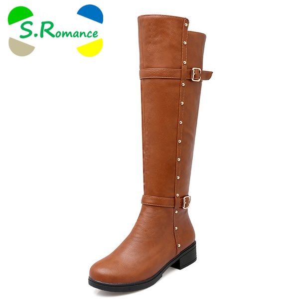 s.romance plus size 34-43 women boots square heels round toe knee-high woman shoes female winter boots black white gray sb324
s.romance plus size 34-43 women boots square heels round toe knee-high woman shoes female winter boots black white gray sb324