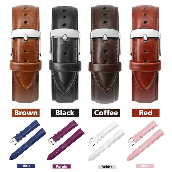 

watch band strap genuine leather 22mm 20mm 18mm 16mm 14mm 12mm bands watchbands belt men women bracelet wrist band universal use, Black;brown