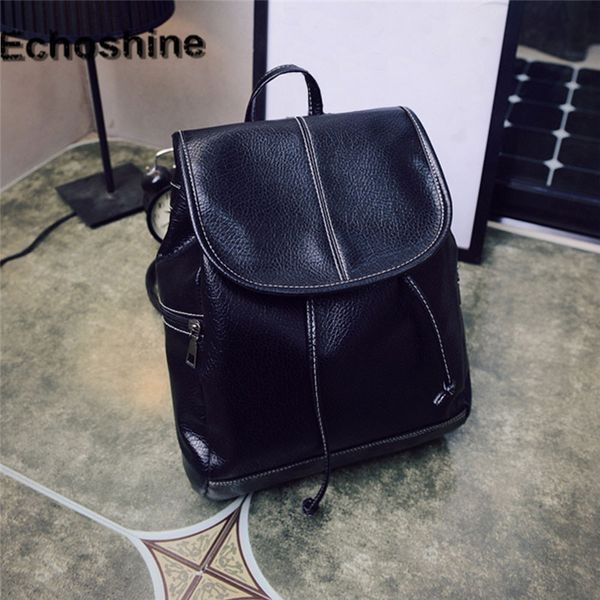 

wholesale- 2016 women leather shoulder bags school bag backpack travel satchel rucksack black bolsa feminine gift wholesale