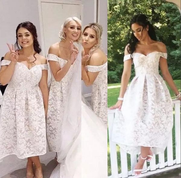 elegant vintage lace off shoulders bridesmaid dresses 2019 tea length a line satin maid of honor gowns custom made wedding guest party wear, White;pink
elegant vintage lace off shoulders bridesmaid dresses 2019 tea length a line satin maid of honor gowns custom made wedding guest party wear, White;pink