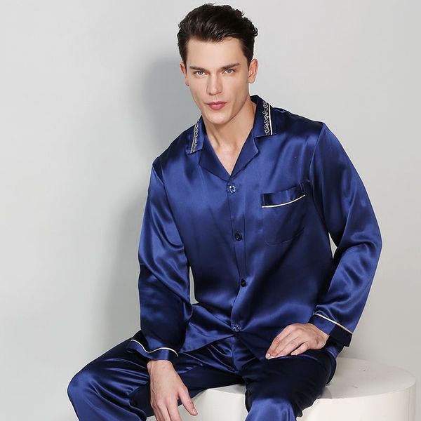 man's spring autumn long-sleeved genuine silk pajamas two-piece sets 100% silkworm silk sleepwear male casual home clothes t9010, Black;brown
man's spring autumn long-sleeved genuine silk pajamas two-piece sets 100% silkworm silk sleepwear male casual home clothes t9010, Black;brown