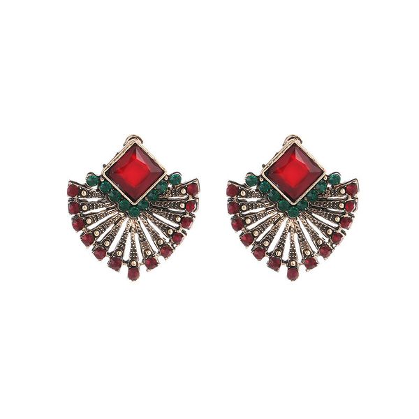 new bohemia vintage fan-shaped stud earrings for women fashion red and green crystal earring charm statement jewelry wholesale, Golden;silver
new bohemia vintage fan-shaped stud earrings for women fashion red and green crystal earring charm statement jewelry wholesale, Golden;silver
