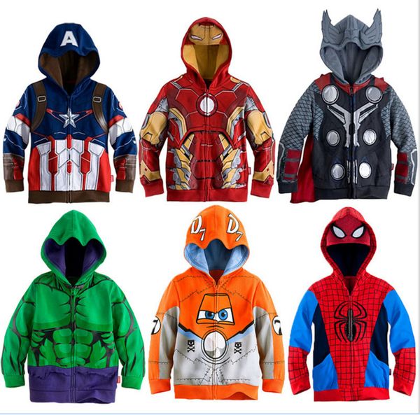 

Boys Hoodies Avengers Marvel Superhero Iron Man Thor Hulk Captain America Spiderman Sweatshirt for Boys Kid Cartoon Jacket 3-8T Y1892907