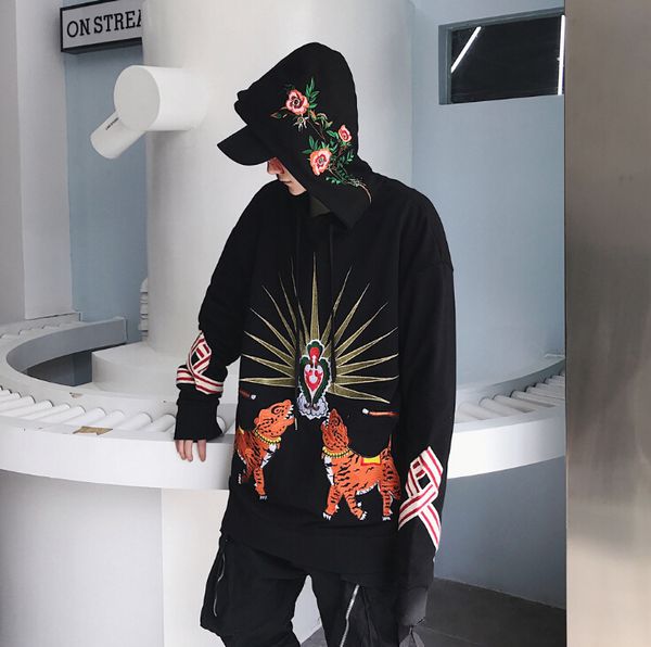 embroidery hoodies for men women flower tiger embridery tide pullover black hip hop streetwear
embroidery hoodies for men women flower tiger embridery tide pullover black hip hop streetwear