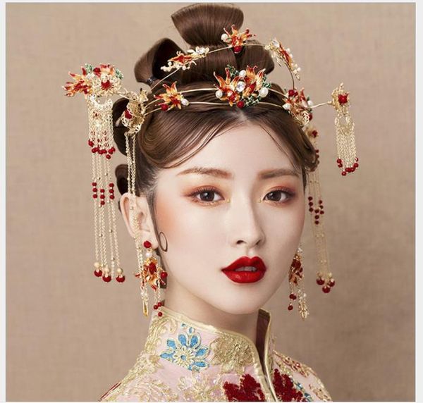 chinese brides headwear fringed hairpin hairpin earrings set red goldfish ancient costume wedding accessories, Slivery;golden
chinese brides headwear fringed hairpin hairpin earrings set red goldfish ancient costume wedding accessories, Slivery;golden