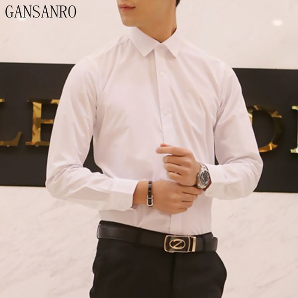 2018 men's solid color polyester shirt slim fit fashion long sleeve casual business shirts men dress shirts camisas, White;black
2018 men's solid color polyester shirt slim fit fashion long sleeve casual business shirts men dress shirts camisas, White;black