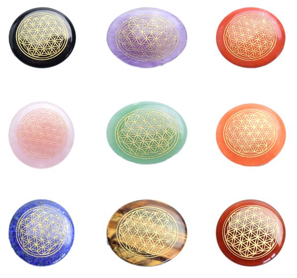 natural tumbled chakra stones engraved ultrathin flower of life crystal healing crafts
natural tumbled chakra stones engraved ultrathin flower of life crystal healing crafts