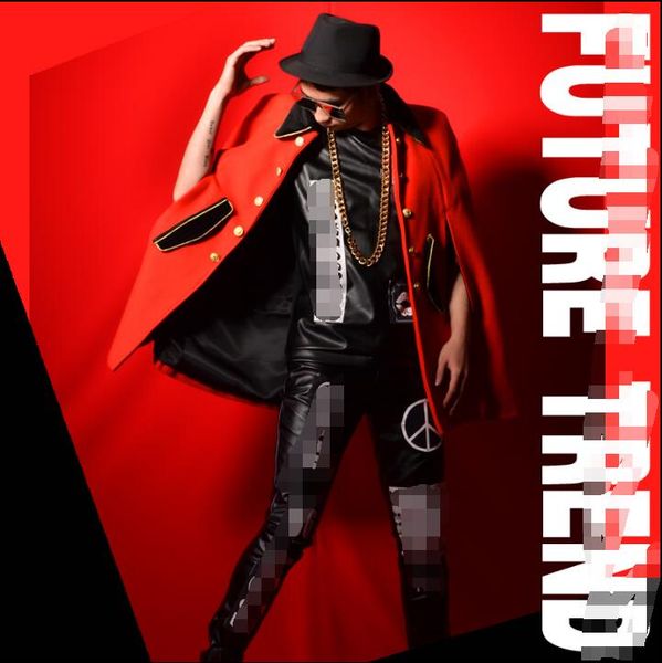 nightclub male singer dj red plaid with sleeveless ponchos and designer bar accessories. m-6xl, Black
nightclub male singer dj red plaid with sleeveless ponchos and designer bar accessories. m-6xl, Black
