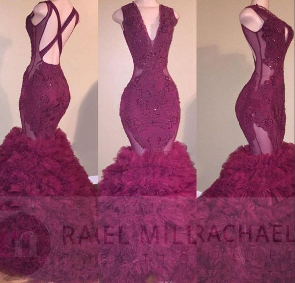 2018 Sexy Mermaid Prom Dresses V Neck Criss Cross Backless Puffy Tiered Lace Appliques Long Beaded Illusion Evening Party Gowns Wear
2018 Sexy Mermaid Prom Dresses V Neck Criss Cross Backless Puffy Tiered Lace Appliques Long Beaded Illusion Evening Party Gowns Wear