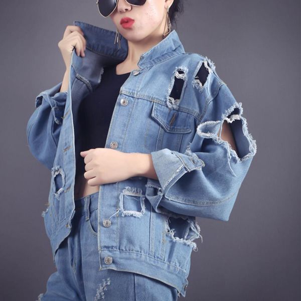boyfriend big hole denim jacket 2018 new autumn women single breasted jacket coat, Black;brown
boyfriend big hole denim jacket 2018 new autumn women single breasted jacket coat, Black;brown