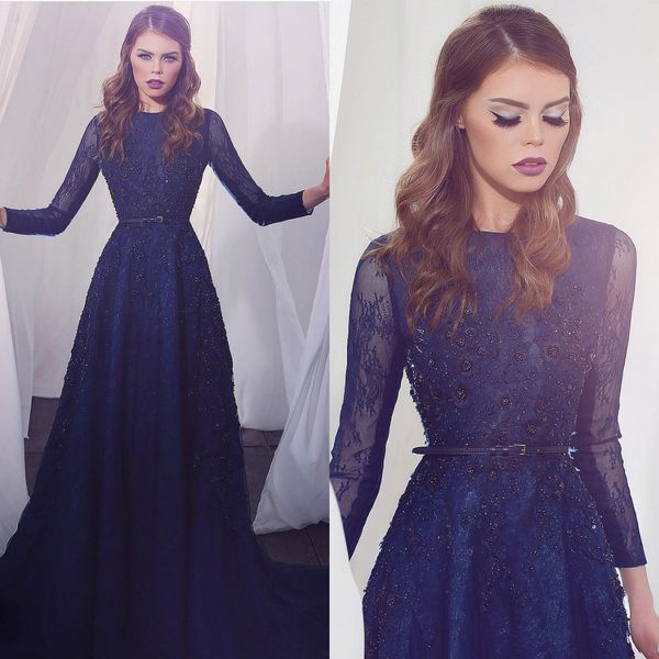 new arrival long sleeves evening dresses navy blue jewel neck full lace floral appliques beaded prom dress party gowns formal wear, Black;red
new arrival long sleeves evening dresses navy blue jewel neck full lace floral appliques beaded prom dress party gowns formal wear, Black;red
