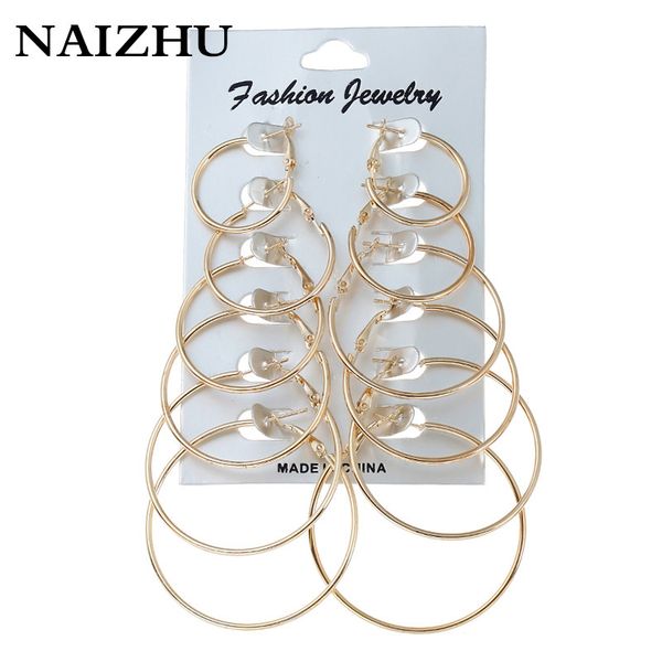 naizhu new fashion jewelry 6 pair/set gold sliver plated big hoop earrings set women ear clip girls party earring, Golden;silver
naizhu new fashion jewelry 6 pair/set gold sliver plated big hoop earrings set women ear clip girls party earring, Golden;silver