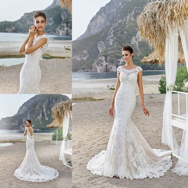 eddy k 2018 mermaid beach wedding dresses backless full lace sweep train bridal gowns cap sleeves trumpet wedding dress, White
eddy k 2018 mermaid beach wedding dresses backless full lace sweep train bridal gowns cap sleeves trumpet wedding dress, White