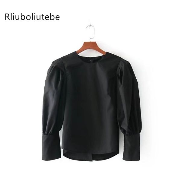 women long puff sleeves black vintage blouse back button 2018 spring summer blouse solid loose o-neck office shirt fashion, White
women long puff sleeves black vintage blouse back button 2018 spring summer blouse solid loose o-neck office shirt fashion, White