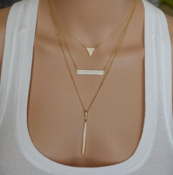 gold filled three layer women chain geometric cz bar spike triangle charm micro pave cz bling vermeil 925 silver
gold filled three layer women chain geometric cz bar spike triangle charm micro pave cz bling vermeil 925 silver