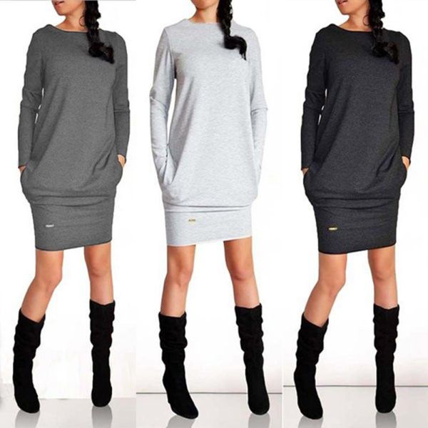 women bodycon dress pockets o neck long sleeve casual plus size s- 3xl spring autumn fashion clothes, Black;pink
women bodycon dress pockets o neck long sleeve casual plus size s- 3xl spring autumn fashion clothes, Black;pink