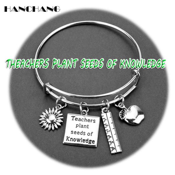 hanchang teachers plant seeds of knowledge adjustable stainless steel bangles bracelet for women teachers' day gifts, Black
hanchang teachers plant seeds of knowledge adjustable stainless steel bangles bracelet for women teachers' day gifts, Black
