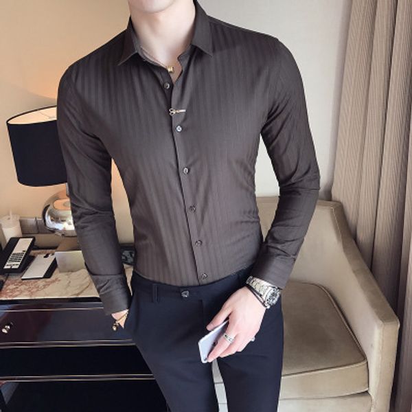 2018 spring new korean youth men's slim striped long-sleeved shirt scissors decorative tide male dark shirt, White;black
2018 spring new korean youth men's slim striped long-sleeved shirt scissors decorative tide male dark shirt, White;black