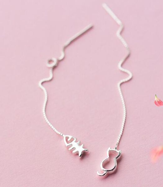 real. 925 sterling silver open cat &fish pull through threader earrings long sterling-silver-jewelry gtle1167, Golden;silver
real. 925 sterling silver open cat &fish pull through threader earrings long sterling-silver-jewelry gtle1167, Golden;silver