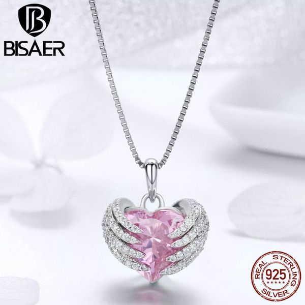 bisae collar 925 sterling silver guardian angel wings pink cz heart pendant necklaces women wedding engagement jewelry efn004
bisae collar 925 sterling silver guardian angel wings pink cz heart pendant necklaces women wedding engagement jewelry efn004