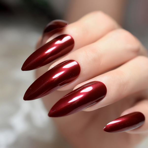 24pcs good quality acrylic false nail wine red extra long shiny nail easy apply sharp stiletto artificial for party z932, Red;gold
24pcs good quality acrylic false nail wine red extra long shiny nail easy apply sharp stiletto artificial for party z932, Red;gold
