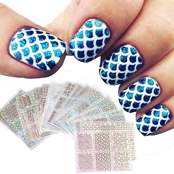 women nail art 24 sheets new nail hollow irregular grid stencil reusable manicure stickers stamping template art tools, White
women nail art 24 sheets new nail hollow irregular grid stencil reusable manicure stickers stamping template art tools, White