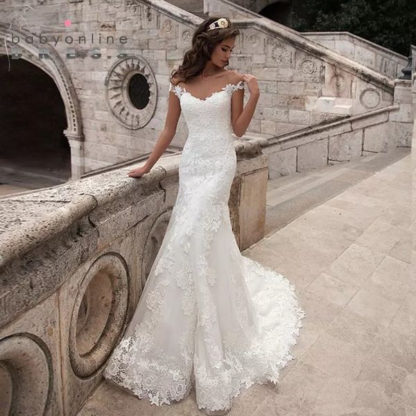 Vintage Mermaid Wedding Dress Sleeve Vestidos De Noiva Sweep Train Bridal Gown Beach Robe De Mariée, White
Vintage Mermaid Wedding Dress Sleeve Vestidos De Noiva Sweep Train Bridal Gown Beach Robe De Mariée, White
