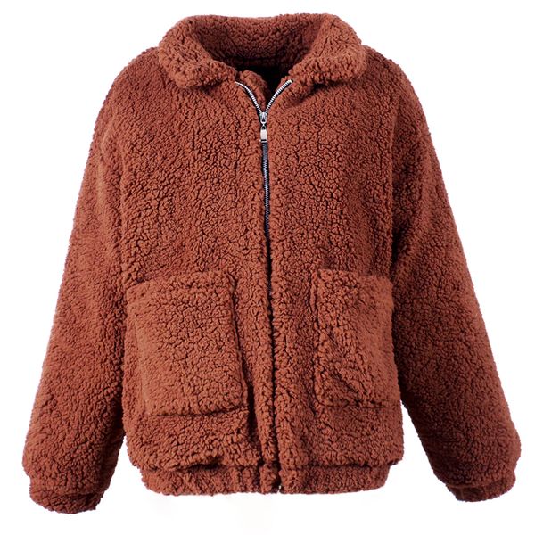 Women Lambswool Jacket Female Winter Warm Zipper Short Coat with 2 Pocket Casual Basic Outerwear Camel Hairy Overcoat Plus Size 
Women Lambswool Jacket Female Winter Warm Zipper Short Coat with 2 Pocket Casual Basic Outerwear Camel Hairy Overcoat Plus Size