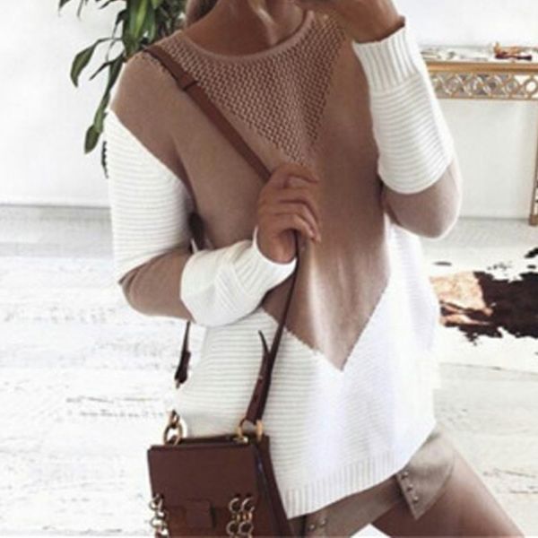 new fasion autumn winter woman sweater female knitted pullover side split long sleeve warm jumper lady colour block sweater, White;black
new fasion autumn winter woman sweater female knitted pullover side split long sleeve warm jumper lady colour block sweater, White;black