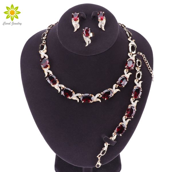 gold plated bridal crystal jewelry set for women unique round red stones bracelets/earrings/pendant/necklace/ring, Slivery;golden
gold plated bridal crystal jewelry set for women unique round red stones bracelets/earrings/pendant/necklace/ring, Slivery;golden