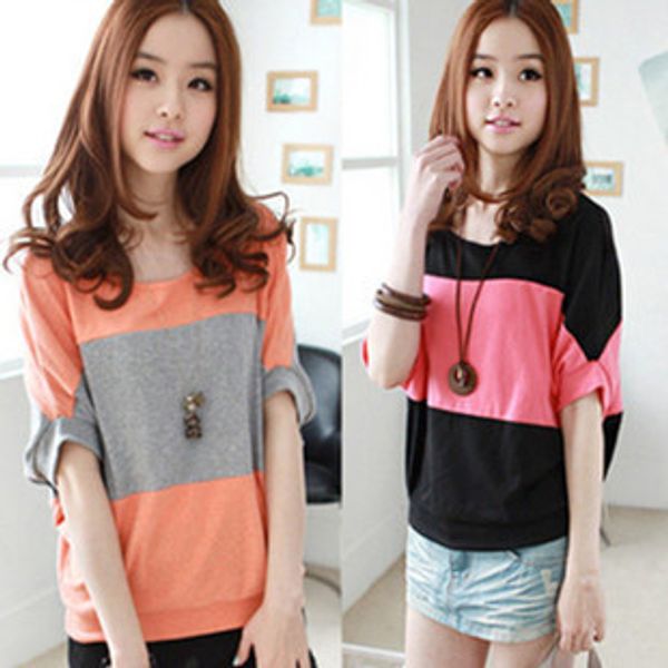 women's short sleeve round neck striped color block summer loose bat sleeves t-shirts casual blouse , large size, White
women's short sleeve round neck striped color block summer loose bat sleeves t-shirts casual blouse , large size, White