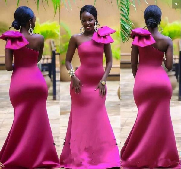 Fuchsia Mermaid Bridesmaid Dresses With Bow Satin One Shoulder Maid Of Honor Dress Custom Made Saudi African Formal Dresses Party Gowns
Fuchsia Mermaid Bridesmaid Dresses With Bow Satin One Shoulder Maid Of Honor Dress Custom Made Saudi African Formal Dresses Party Gowns