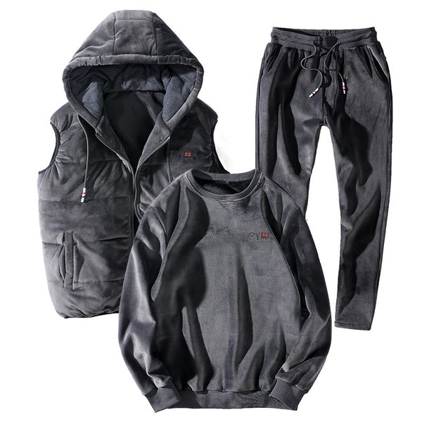 plus size l-8xl gold velvet sweatshirt winter suits mens 3 pieces set winter hooded vest coat+shirt+pants thick casual coats, Gray
plus size l-8xl gold velvet sweatshirt winter suits mens 3 pieces set winter hooded vest coat+shirt+pants thick casual coats, Gray