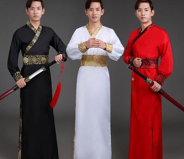 the ancient costume male warrior performed the tang dynasty swordsman, Black;red
the ancient costume male warrior performed the tang dynasty swordsman, Black;red