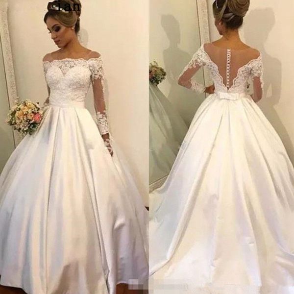 plus size bridal dresses vestido de noiva 2018 off shoulder long sleeve wedding dresses lace applique ball gown satin dubai wedding gown, White
plus size bridal dresses vestido de noiva 2018 off shoulder long sleeve wedding dresses lace applique ball gown satin dubai wedding gown, White