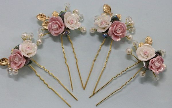 1pc ceramic flower women headpiece handmade bridal gold leaves hairpin wedding hair accessories hairsticks barrettes jewelry, Golden;white
1pc ceramic flower women headpiece handmade bridal gold leaves hairpin wedding hair accessories hairsticks barrettes jewelry, Golden;white