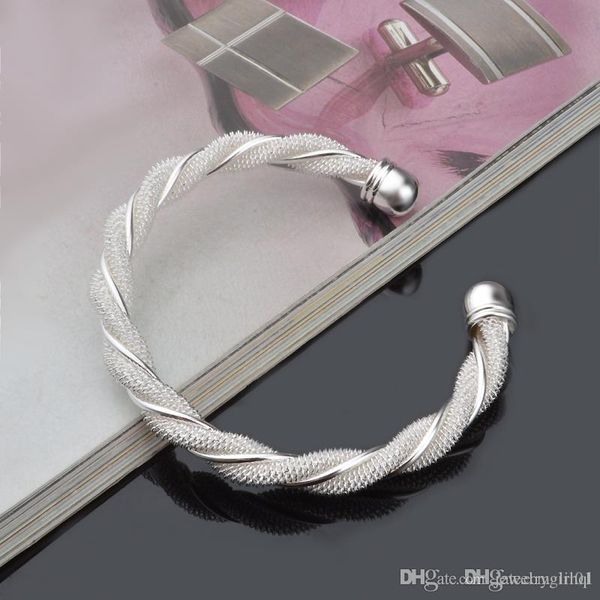 925 sterling silver fashion jewelry spiral mesh bangle bracelet christmas present, Black
925 sterling silver fashion jewelry spiral mesh bangle bracelet christmas present, Black